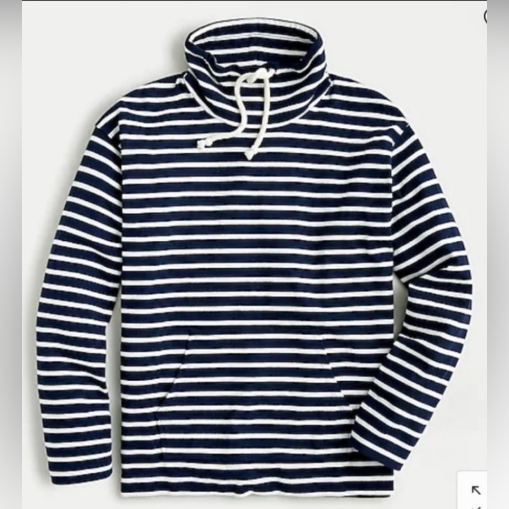 J. Crew Navy Striped Women’s Funnel Neck Lightweight Sweatshirt